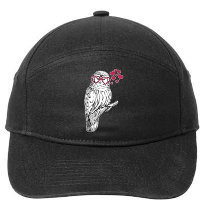 Cute Valentine's Day Heart Glasses Owl Love 7-Panel Snapback Hat