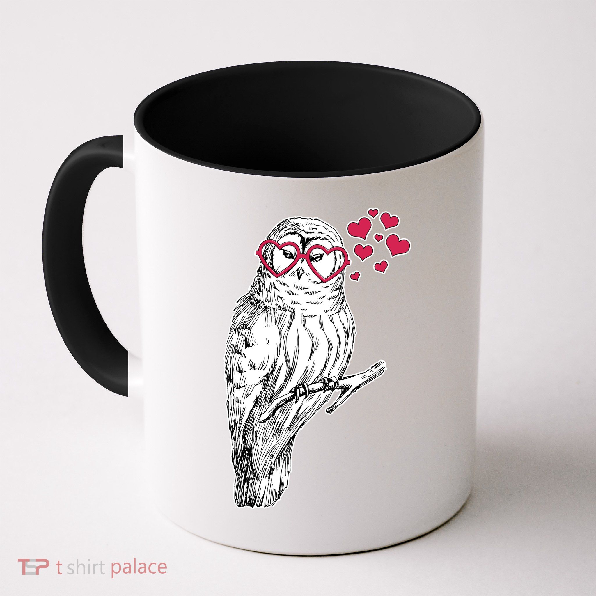 Cute Valentine's Day Heart Glasses Owl Love Mug