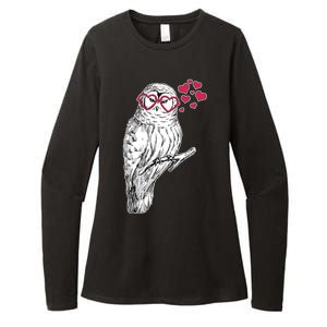 Cute Valentine's Day Heart Glasses Owl Love Womens CVC Long Sleeve Shirt