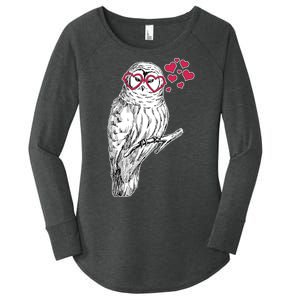 Cute Valentine's Day Heart Glasses Owl Love Women's Perfect Tri Tunic Long Sleeve Shirt