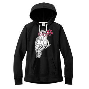 Cute Valentine's Day Heart Glasses Owl Love Women's Fleece Hoodie