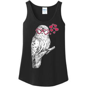 Cute Valentine's Day Heart Glasses Owl Love Ladies Essential Tank