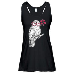 Cute Valentine's Day Heart Glasses Owl Love Ladies Essential Flowy Tank