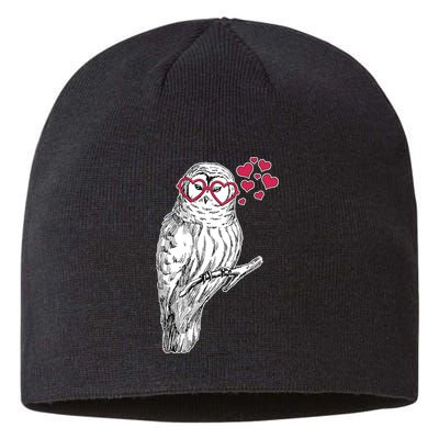 Cute Valentine's Day Heart Glasses Owl Love Sustainable Beanie