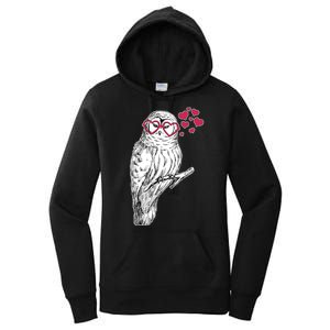 Cute Valentine's Day Heart Glasses Owl Love Women's Pullover Hoodie