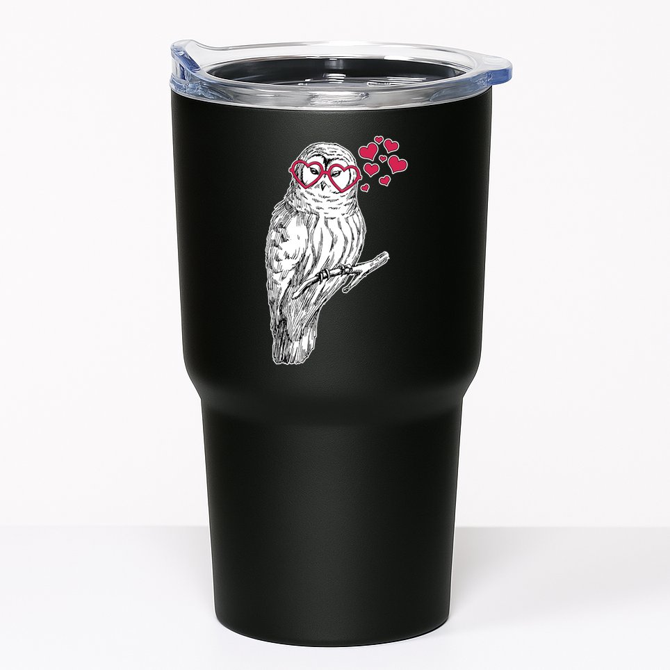 Cute Valentine's Day Heart Glasses Owl Love Tumbler