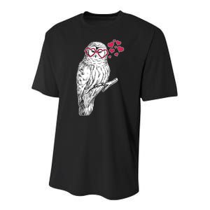 Cute Valentine's Day Heart Glasses Owl Love Youth Performance Sprint T-Shirt