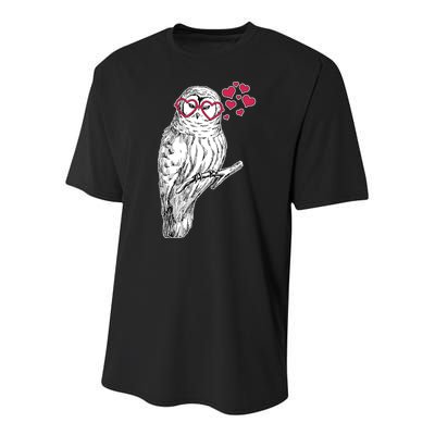 Cute Valentine's Day Heart Glasses Owl Love Youth Performance Sprint T-Shirt