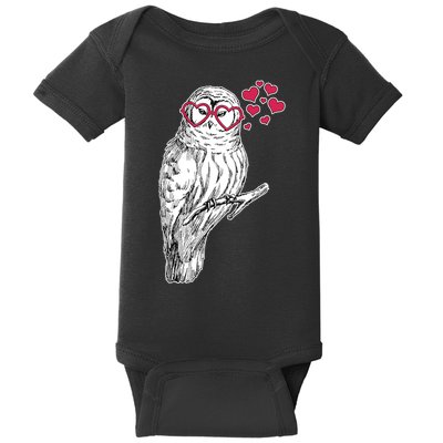 Cute Valentine's Day Heart Glasses Owl Love Baby Bodysuit