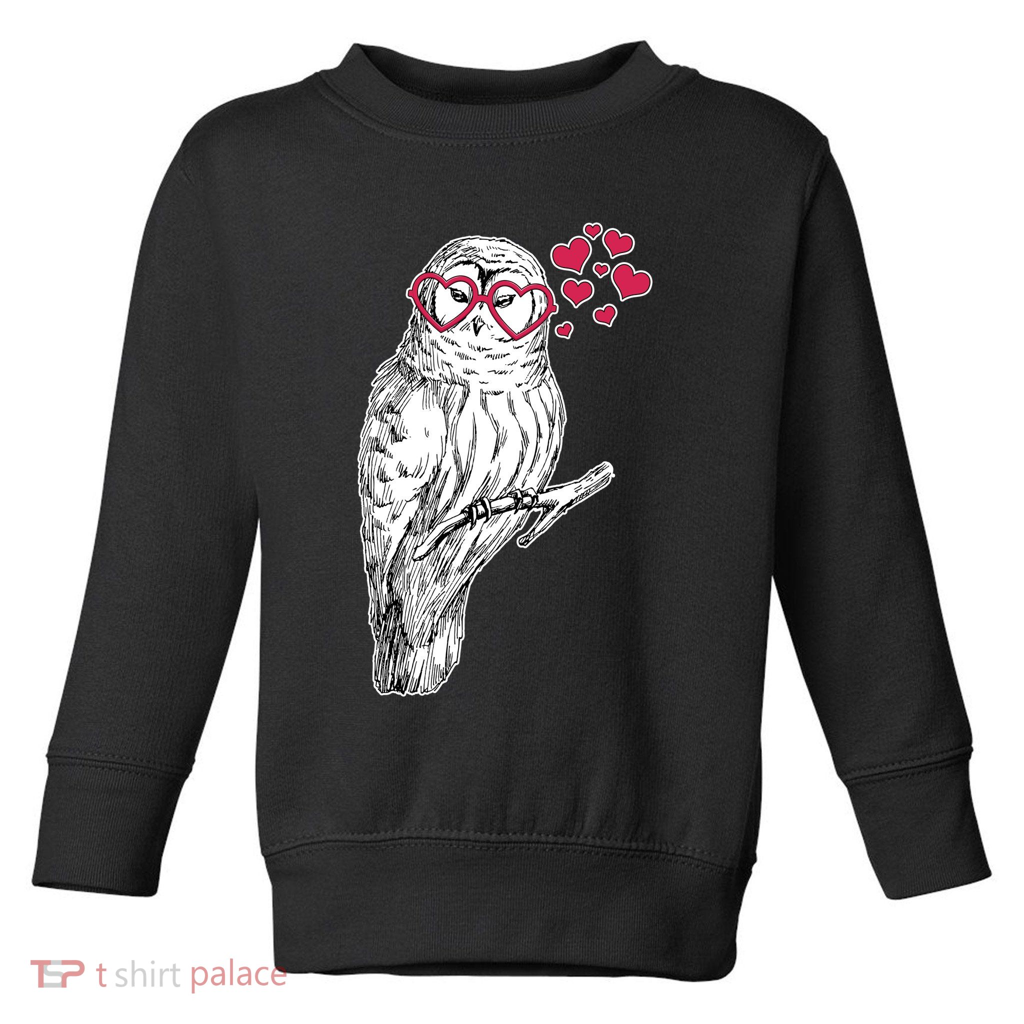 Cute Valentine's Day Heart Glasses Owl Love Toddler Sweatshirt
