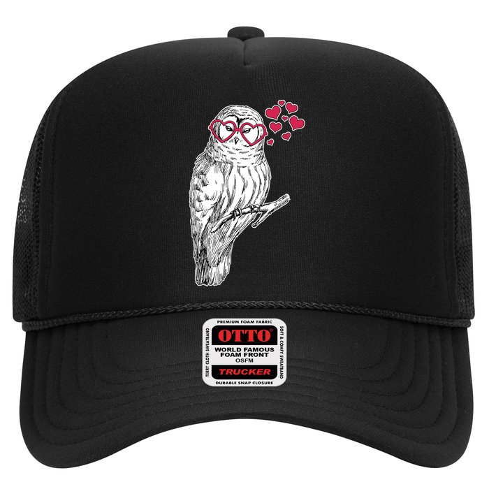 Cute Valentine's Day Heart Glasses Owl Love Trucker Hat