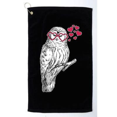 Cute Valentine's Day Heart Glasses Owl Love Golf Towel