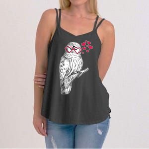 Cute Valentine's Day Heart Glasses Owl Love Women's Strappy Tank