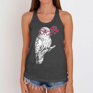 Cute Valentine's Day Heart Glasses Owl Love Women's Knotted Racerback Tank