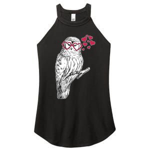 Cute Valentine's Day Heart Glasses Owl Love Women's Perfect Tri Rocker Tank