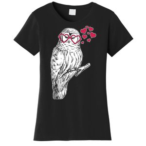 Cute Valentine's Day Heart Glasses Owl Love Women's T-Shirt