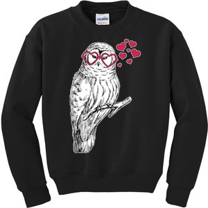 Cute Valentine's Day Heart Glasses Owl Love Kids Sweatshirt