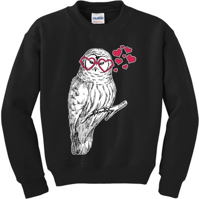 Cute Valentine's Day Heart Glasses Owl Love Kids Sweatshirt
