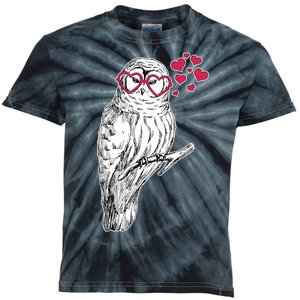 Cute Valentine's Day Heart Glasses Owl Love Kids Tie-Dye T-Shirt