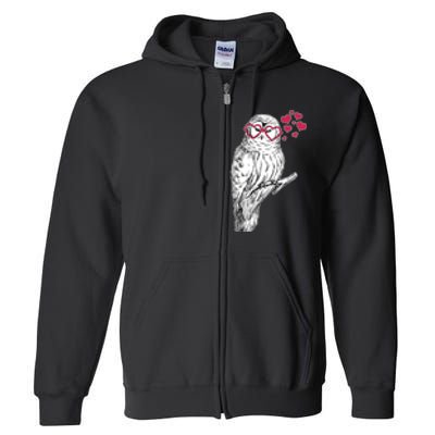 Cute Valentine's Day Heart Glasses Owl Love Full Zip Hoodie