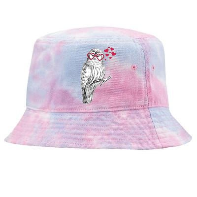 Cute Valentine's Day Heart Glasses Owl Love Tie-Dyed Bucket Hat