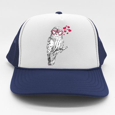 Cute Valentine's Day Heart Glasses Owl Love Trucker Hat