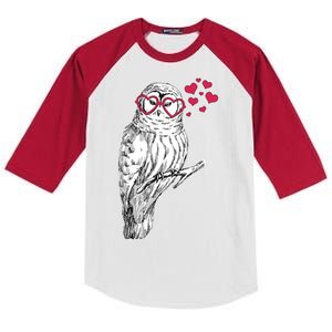 Cute Valentine's Day Heart Glasses Owl Love Kids Colorblock Raglan Jersey