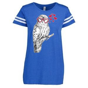 Cute Valentine's Day Heart Glasses Owl Love Enza Ladies Jersey Football T-Shirt