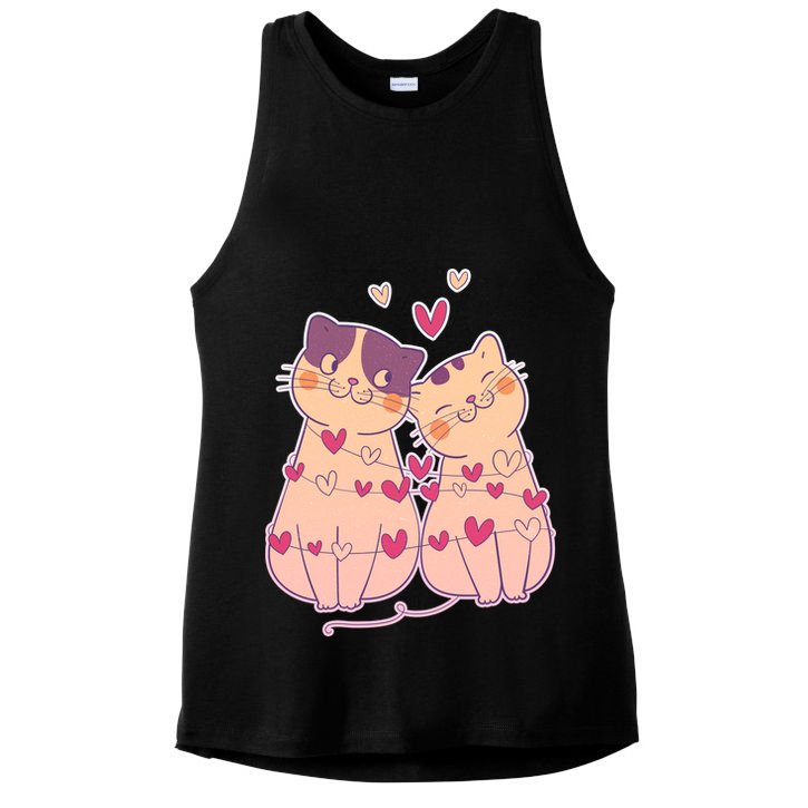 Cute Valentine's Day Kitties Ladies PosiCharge Tri-Blend Wicking Tank