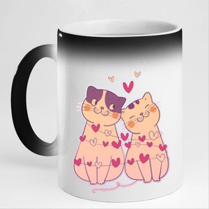 Cute Valentine's Day Kitties 11oz Black Color Changing Mug