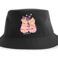 Cute Valentine's Day Kitties Sustainable Bucket Hat
