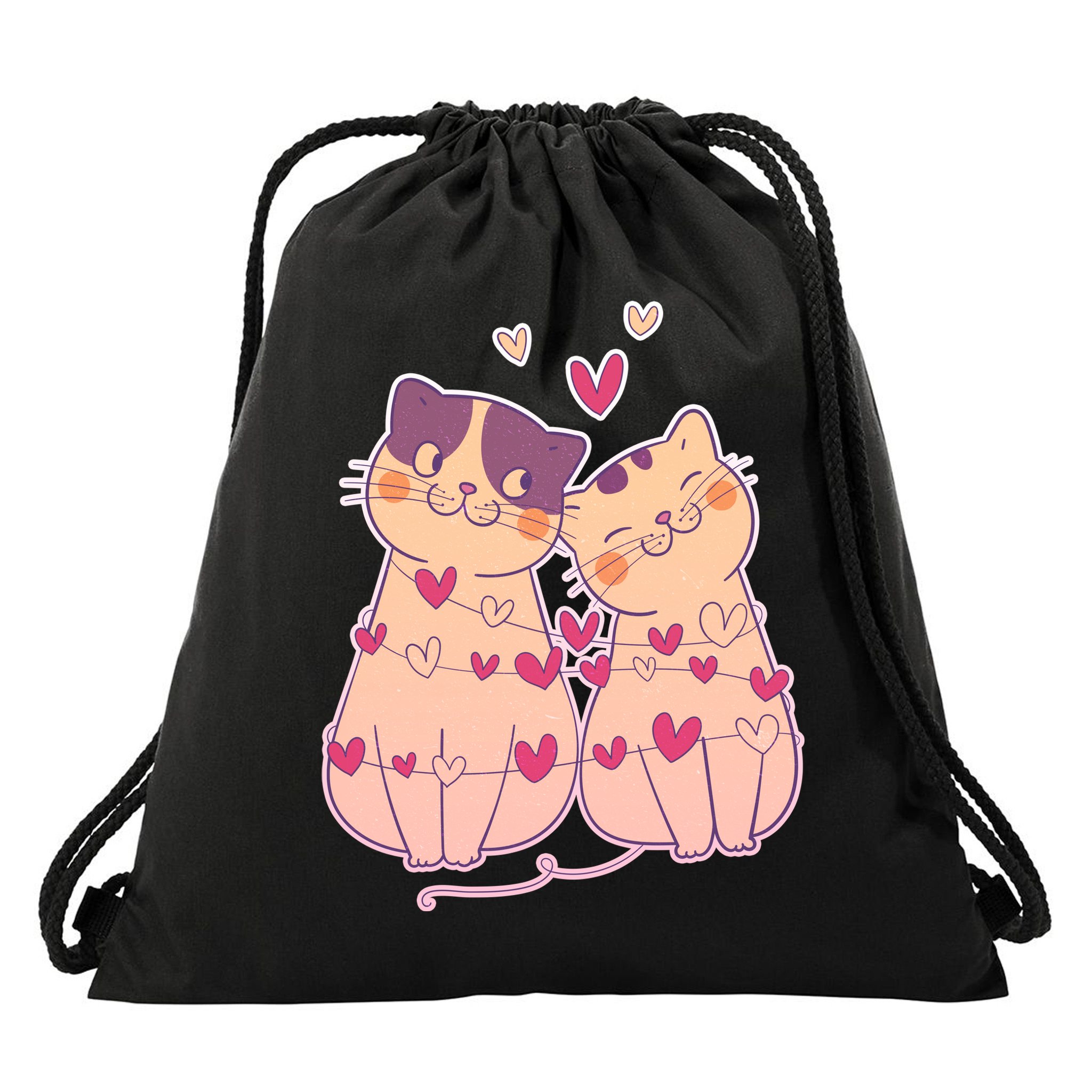 Cute Valentine's Day Kitties Drawstring Bag