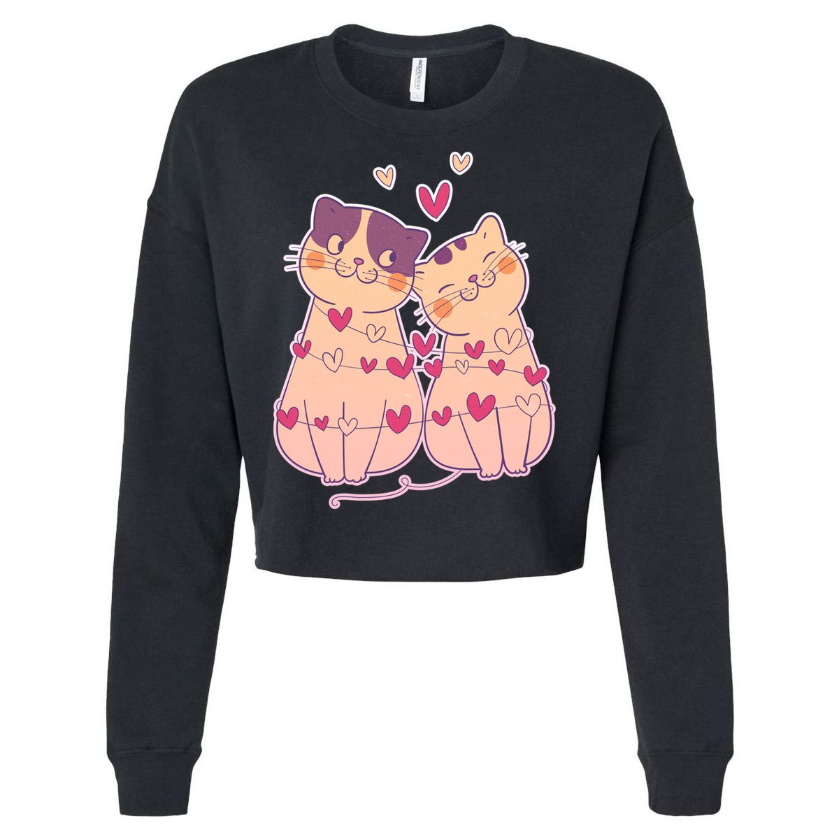Cute Valentine's Day Kitties Cropped Pullover Crew