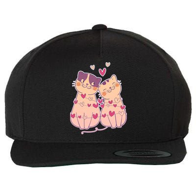Cute Valentine's Day Kitties Wool Snapback Cap