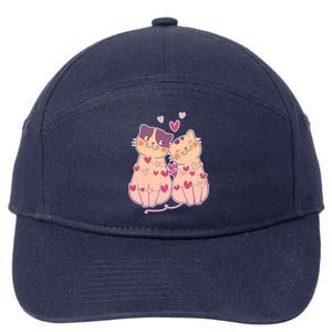 Cute Valentine's Day Kitties 7-Panel Snapback Hat