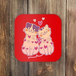 Cute Valentine's Day Kitties Coaster