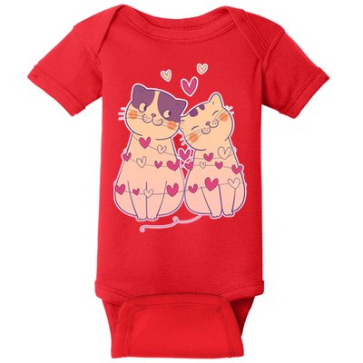 Cute Valentine's Day Kitties Baby Bodysuit