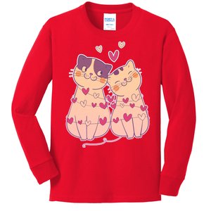 Cute Valentine's Day Kitties Kids Long Sleeve Shirt