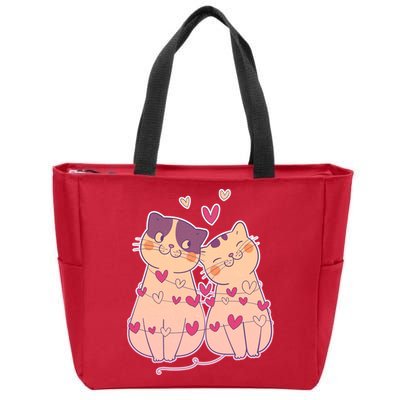 Cute Valentine's Day Kitties Zip Tote Bag