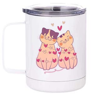 Cute Valentine's Day Kitties 12 oz Stainless Steel Tumbler Cup