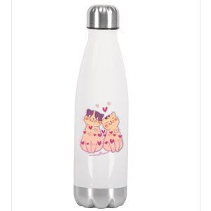 Cute Valentine's Day Kitties Stainless Steel Insulated Water Bottle