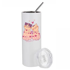 Cute Valentine's Day Kitties Stainless Steel Tumbler