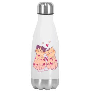 Cute Valentine's Day Kitties Stainless Steel Insulated Water Bottle