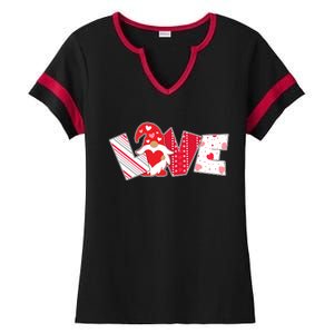 Cute Valentine's Day Love Gnome Ladies Halftime Notch Neck Tee