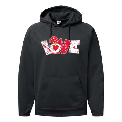 Cute Valentine's Day Love Gnome Performance Fleece Hoodie