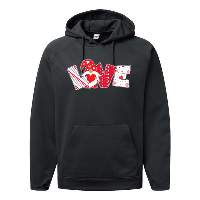 Cute Valentine's Day Love Gnome Performance Fleece Hoodie