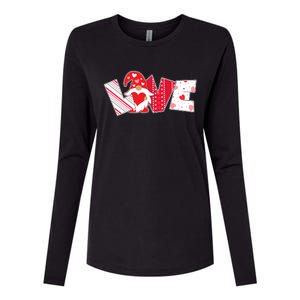 Cute Valentine's Day Love Gnome Womens Cotton Relaxed Long Sleeve T-Shirt