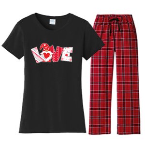 Cute Valentine's Day Love Gnome Women's Flannel Pajama Set