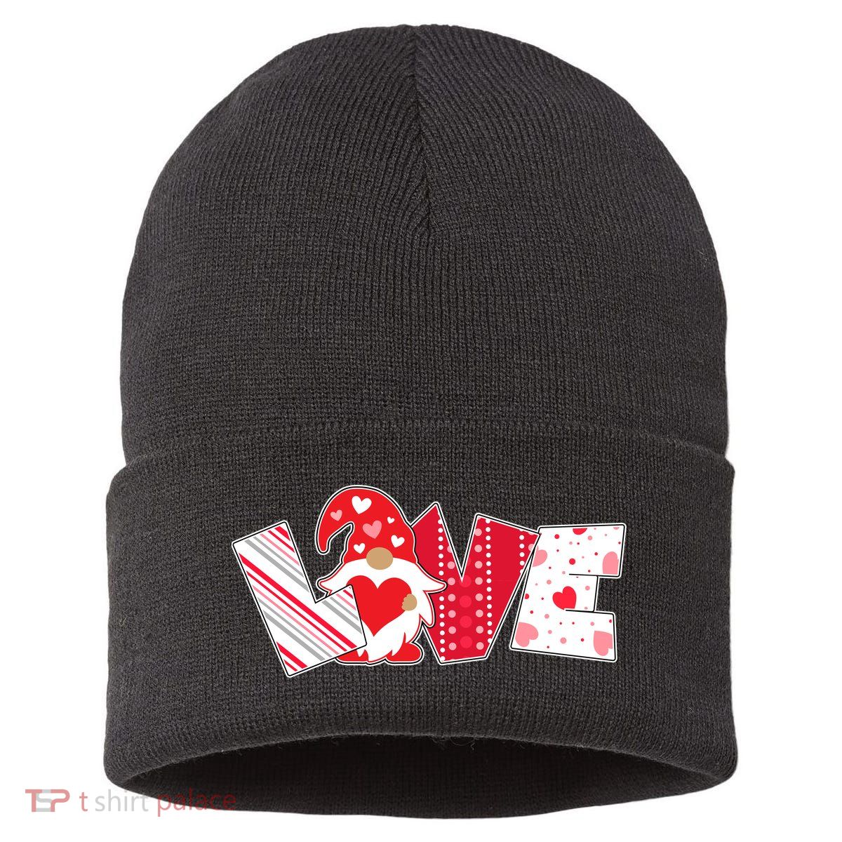 Cute Valentine's Day Love Gnome Sustainable Knit Beanie