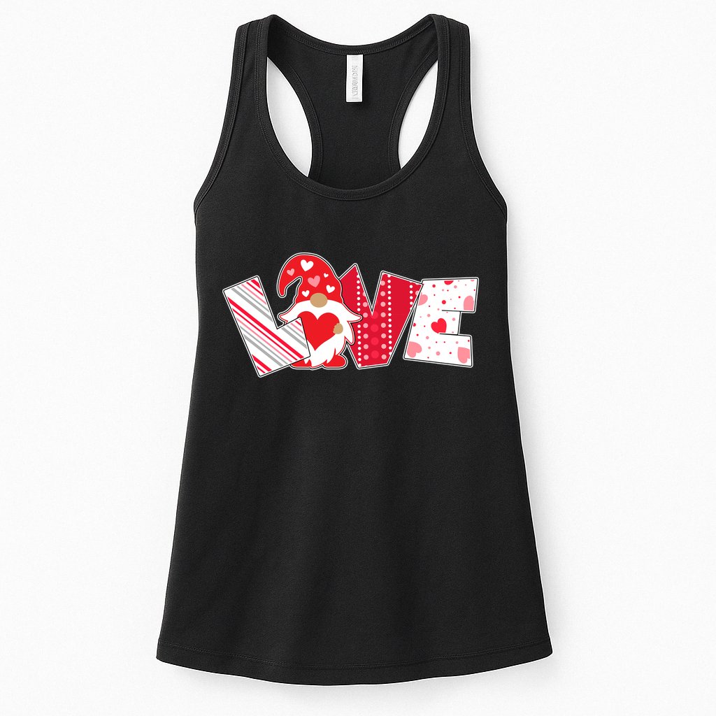 Cute Valentine's Day Love Gnome Womens Tank Top